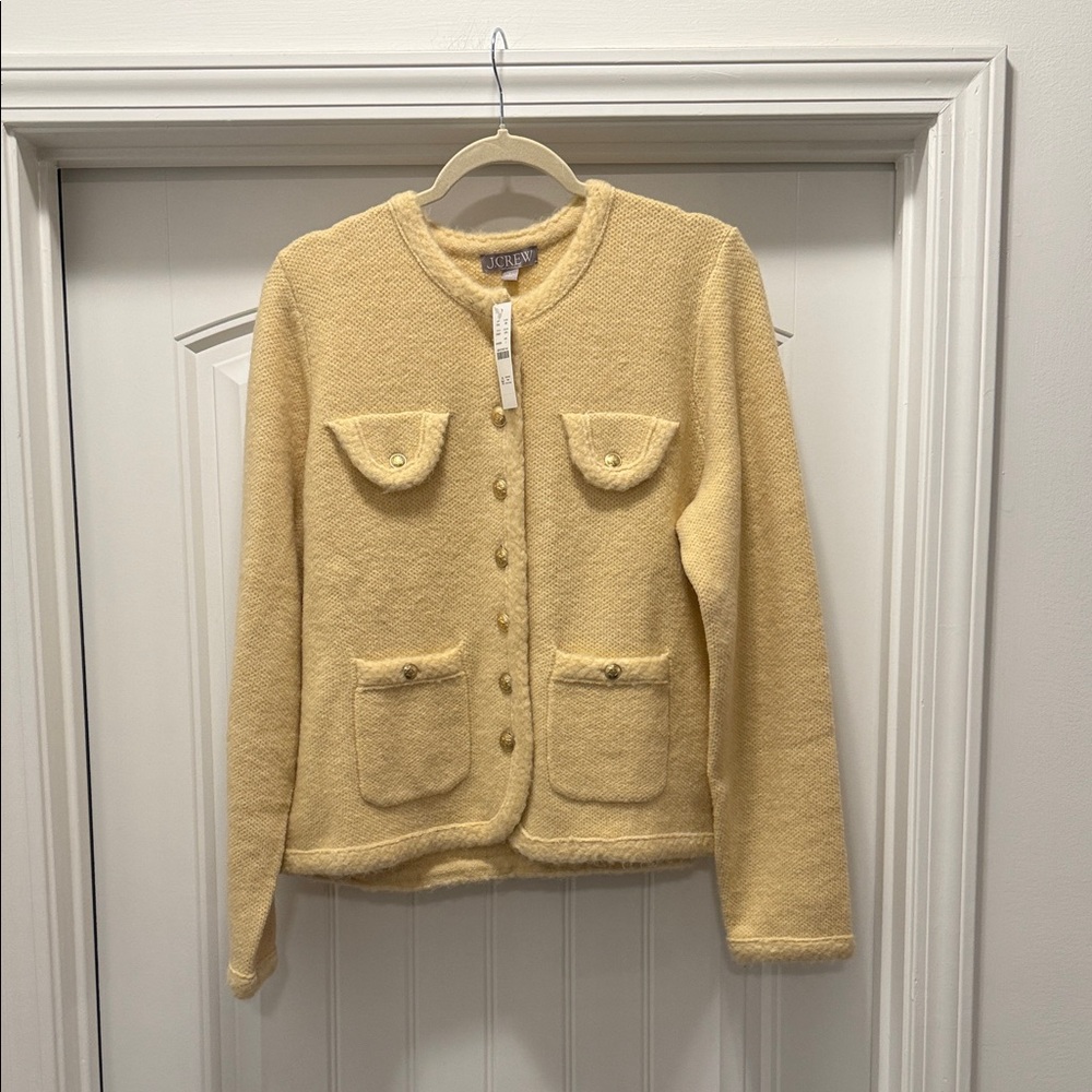 NWT J. Crew Cream/Yellow Textured Women's Blazer Cardigan
